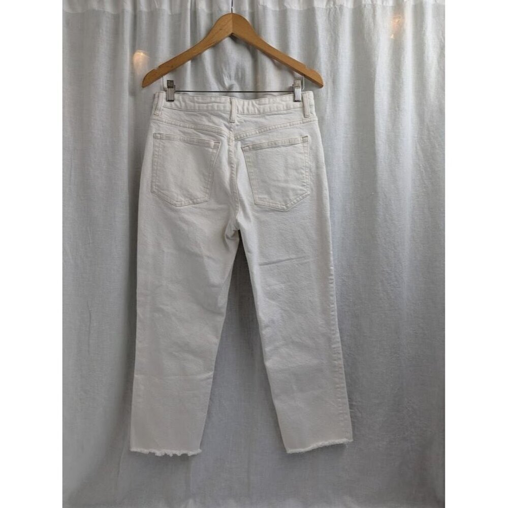 TOPSHOP women's 30" x 24" off white cropped jeans distressed edge 24" inseam H7 - Picture 3 of 8